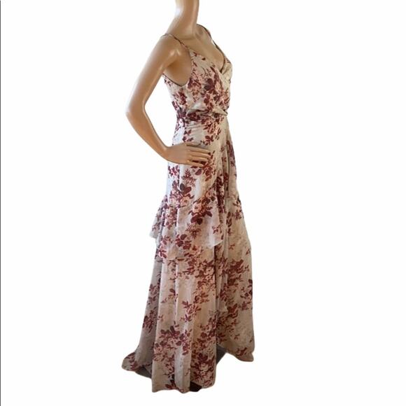 New ASOS Design Cami Women's V-Neck Pleated Layered Rustic Floral Maxi Dress 6 - Picture 10 of 13